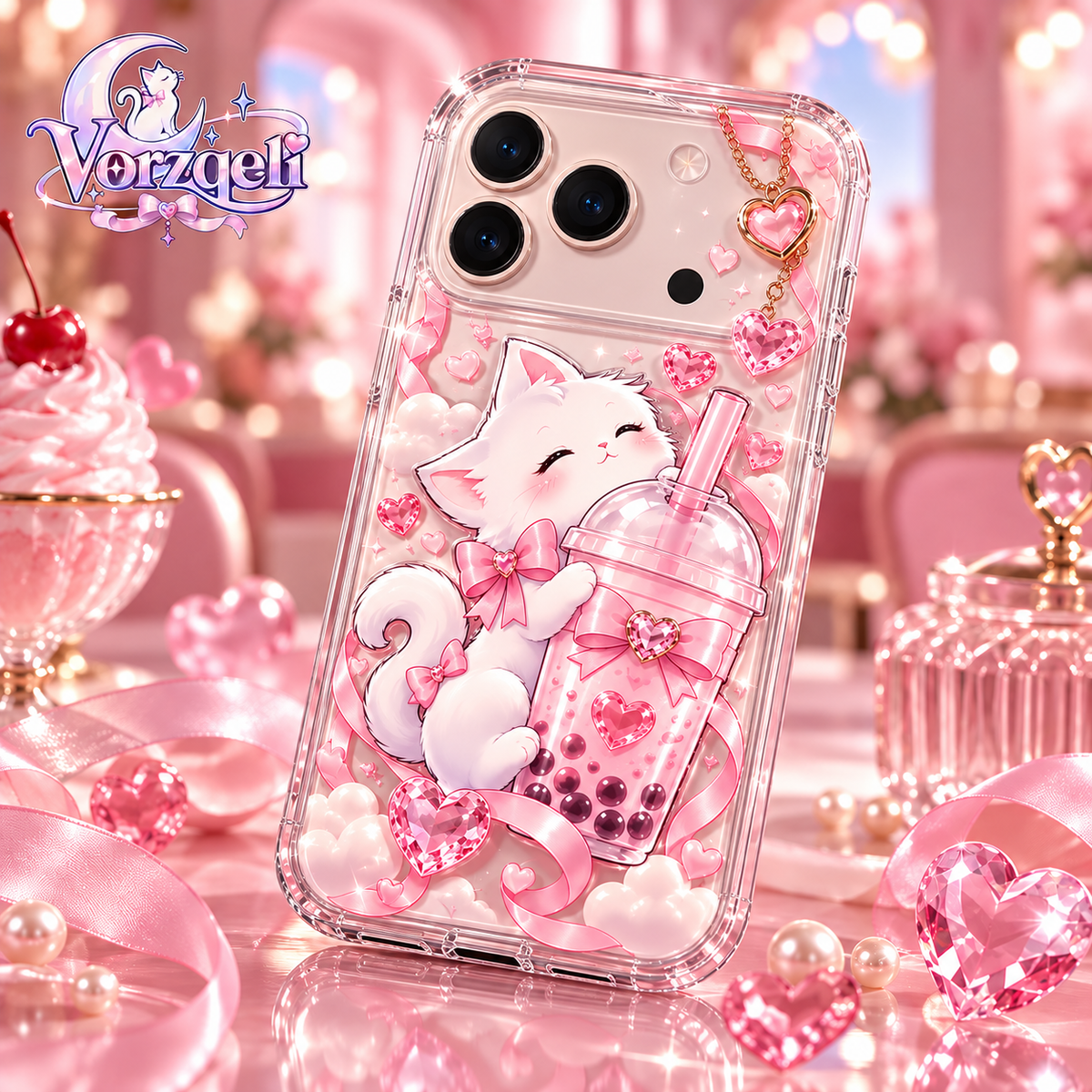 Vorzqeli Cute Cartoon Pet Phone Case, Pastel Kawaii Protective Cover