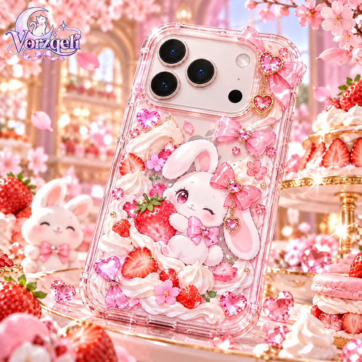 Vorzqeli Sweet Floral Cartoon Character Phone Case, Lovely Aesthetic Shell