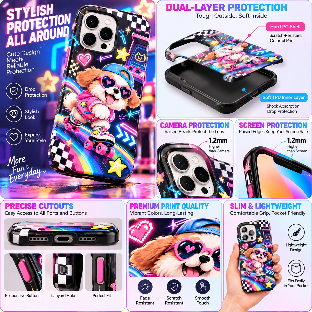 Vorzqeli Colorful Pop Cartoon Phone Case, Playful Vibrant Protective Cover