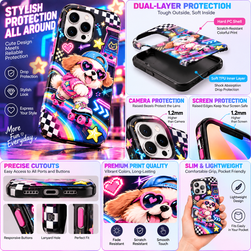 Vorzqeli Colorful Pop Cartoon Phone Case, Playful Vibrant Protective Cover