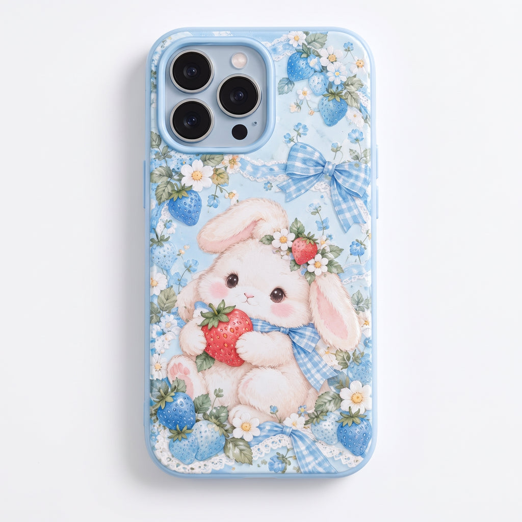 Vorzqeli Blue Fantasy Floral Print Phone Case, Elegant Dreamy Protective Cover
