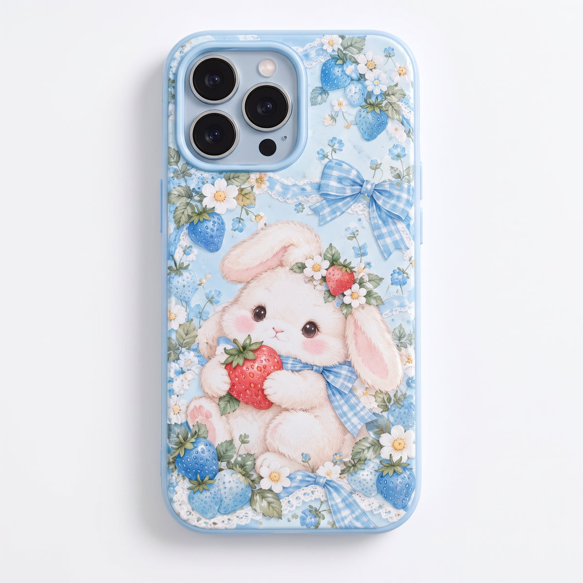Vorzqeli Blue Fantasy Floral Print Phone Case, Elegant Dreamy Protective Cover