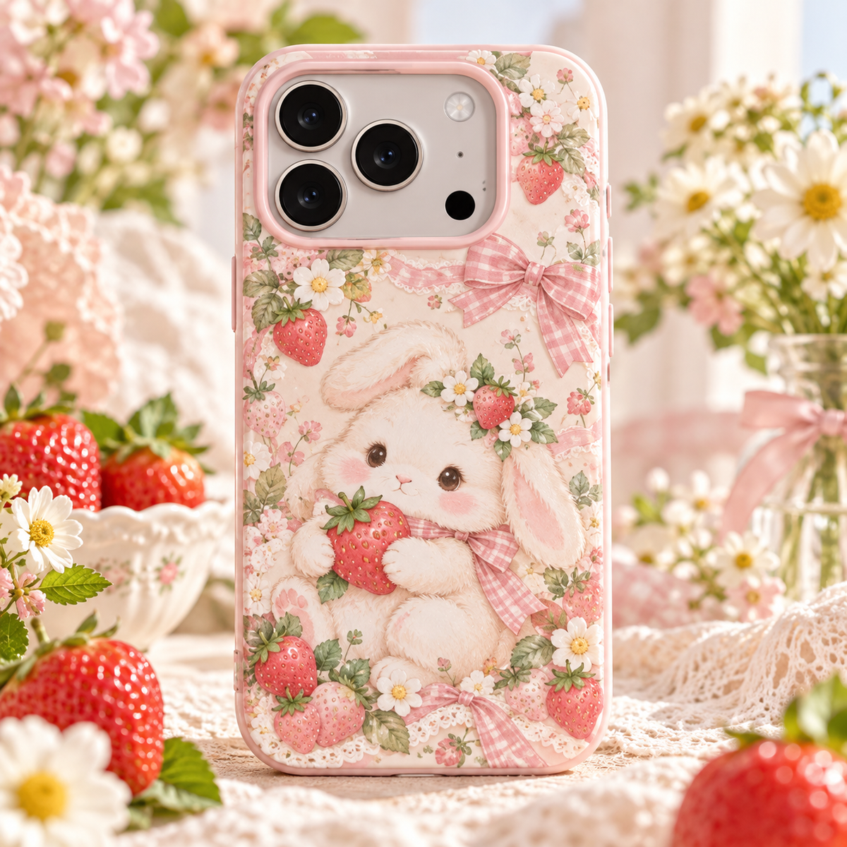 Vorzqeli Blue Fantasy Floral Print Phone Case, Elegant Dreamy Protective Cover