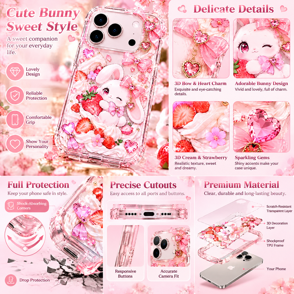Vorzqeli Sweet Floral Cartoon Character Phone Case, Lovely Aesthetic Shell