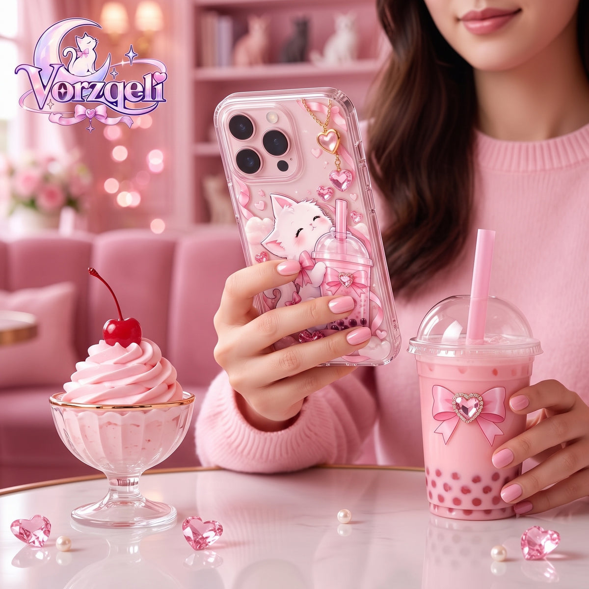 Vorzqeli Cute Cartoon Pet Phone Case, Pastel Kawaii Protective Cover